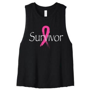 Breast Cancer Survivor Pink Ribbon Awareness Month Women's Racerback Cropped Tank