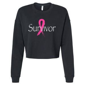 Breast Cancer Survivor Pink Ribbon Awareness Month Cropped Pullover Crew