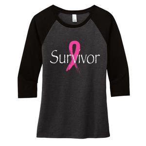 Breast Cancer Survivor Pink Ribbon Awareness Month Women's Tri-Blend 3/4-Sleeve Raglan Shirt