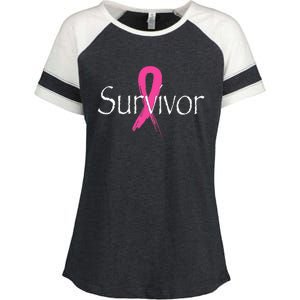 Breast Cancer Survivor Pink Ribbon Awareness Month Enza Ladies Jersey Colorblock Tee