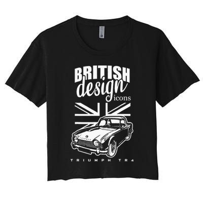 British Classic Super Car Triumph TR4 Women's Crop Top Tee