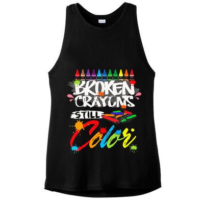 Broken Crayons Still Color Mental Health Awareness Ladies PosiCharge Tri-Blend Wicking Tank