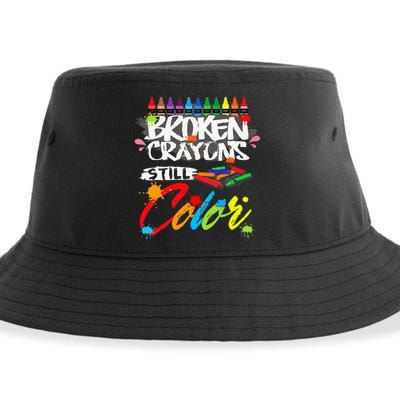 Broken Crayons Still Color Mental Health Awareness Sustainable Bucket Hat