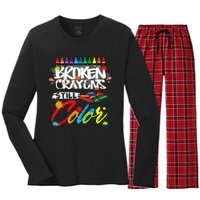 Broken Crayons Still Color Mental Health Awareness Women's Long Sleeve Flannel Pajama Set 