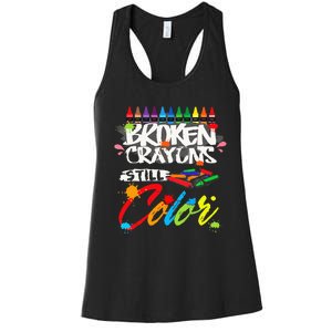 Broken Crayons Still Color Mental Health Awareness Women's Racerback Tank