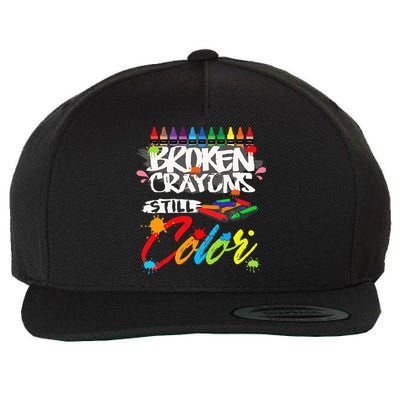 Broken Crayons Still Color Mental Health Awareness Wool Snapback Cap