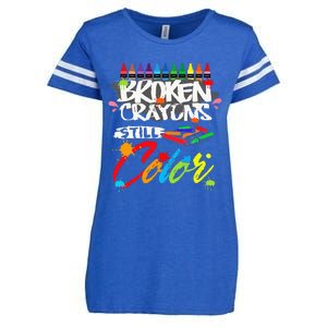 Broken Crayons Still Color Mental Health Awareness Enza Ladies Jersey Football T-Shirt