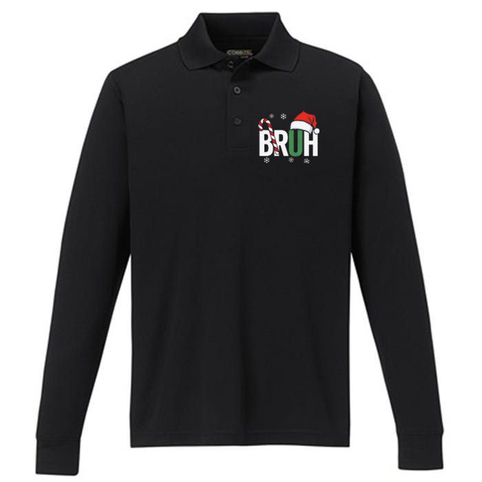 Bruh Christmas Santa Happy Christmas Family Xmas Christmas Gift Performance Long Sleeve Polo