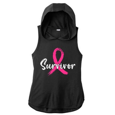 Breast Cancer Survivor Pink Ribbon Breast Cancer Awareness Ladies PosiCharge Tri-Blend Wicking Draft Hoodie Tank