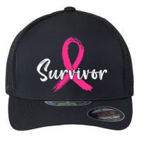 Breast Cancer Survivor Pink Ribbon Breast Cancer Awareness Flexfit Unipanel Trucker Cap