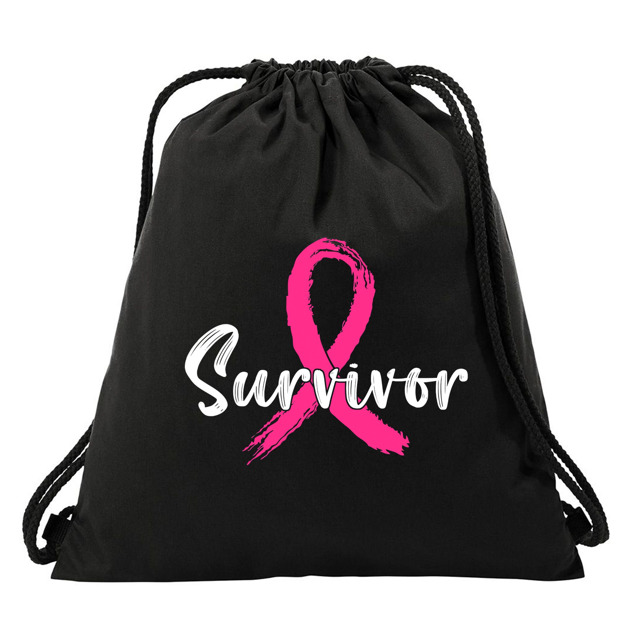 Breast Cancer Survivor Pink Ribbon Breast Cancer Awareness Drawstring Bag
