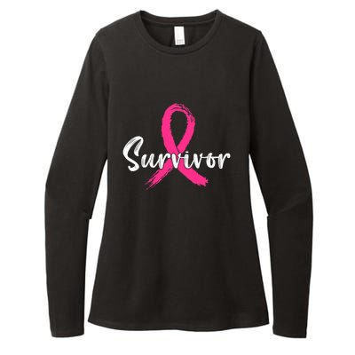 Breast Cancer Survivor Pink Ribbon Breast Cancer Awareness Womens CVC Long Sleeve Shirt