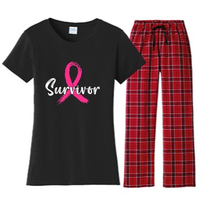 Breast Cancer Survivor Pink Ribbon Breast Cancer Awareness Women's Flannel Pajama Set