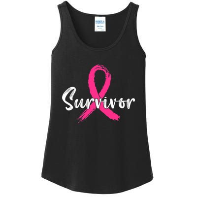 Breast Cancer Survivor Pink Ribbon Breast Cancer Awareness Ladies Essential Tank