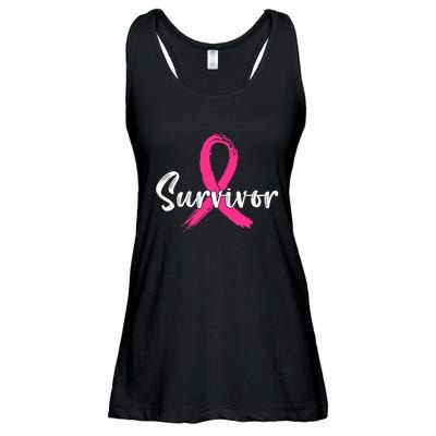 Breast Cancer Survivor Pink Ribbon Breast Cancer Awareness Ladies Essential Flowy Tank