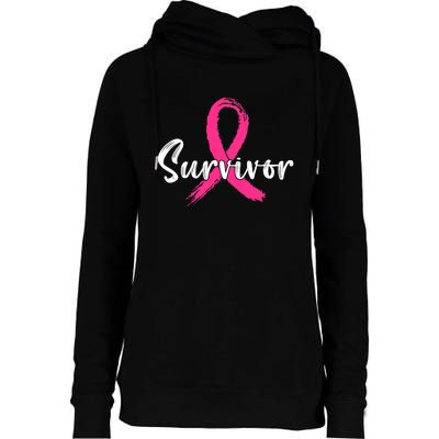 Breast Cancer Survivor Pink Ribbon Breast Cancer Awareness Womens Funnel Neck Pullover Hood