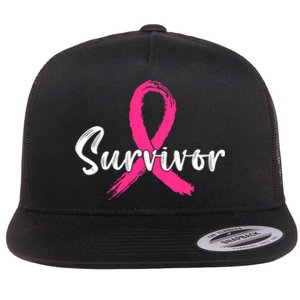 Breast Cancer Survivor Pink Ribbon Breast Cancer Awareness Flat Bill Trucker Hat