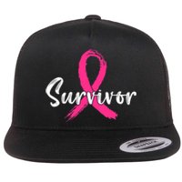 Breast Cancer Survivor Pink Ribbon Breast Cancer Awareness Flat Bill Trucker Hat