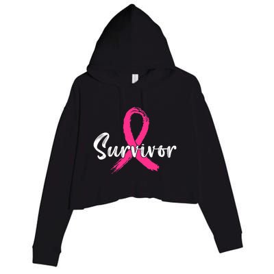 Breast Cancer Survivor Pink Ribbon Breast Cancer Awareness Crop Fleece Hoodie