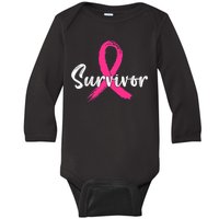 Breast Cancer Survivor Pink Ribbon Breast Cancer Awareness Baby Long Sleeve Bodysuit