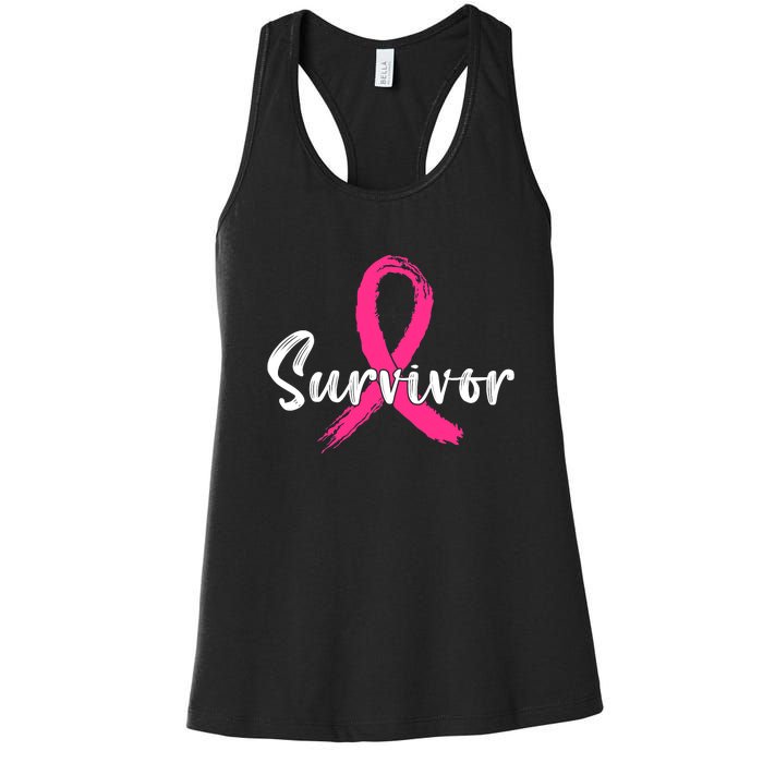 Breast Cancer Survivor Pink Ribbon Breast Cancer Awareness Women's Racerback Tank