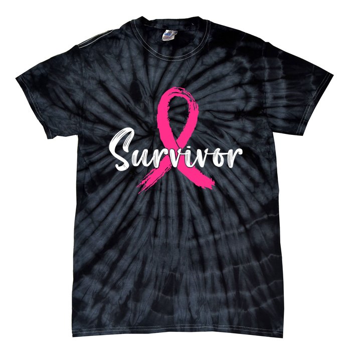 Breast Cancer Survivor Pink Ribbon Breast Cancer Awareness Tie-Dye T-Shirt