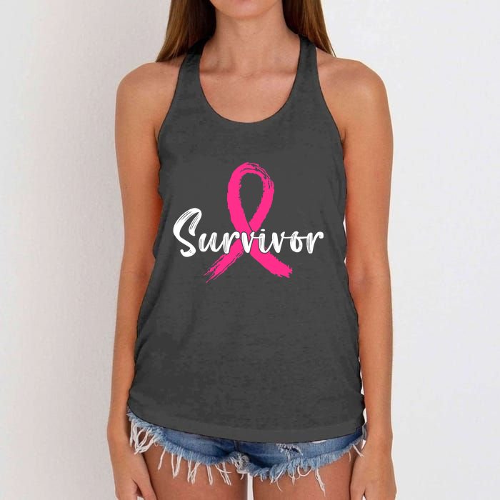 Breast Cancer Survivor Pink Ribbon Breast Cancer Awareness Women's Knotted Racerback Tank