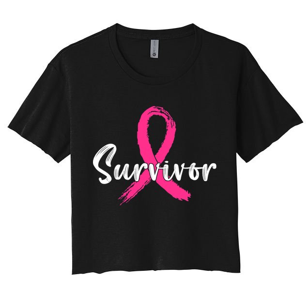 Breast Cancer Survivor Pink Ribbon Breast Cancer Awareness Crop Top