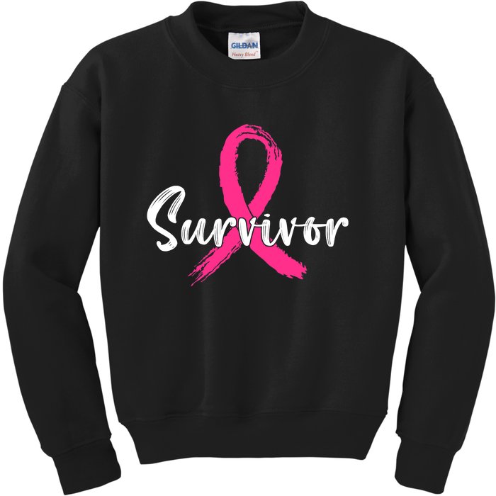 Breast Cancer Survivor Pink Ribbon Breast Cancer Awareness Kids Sweatshirt