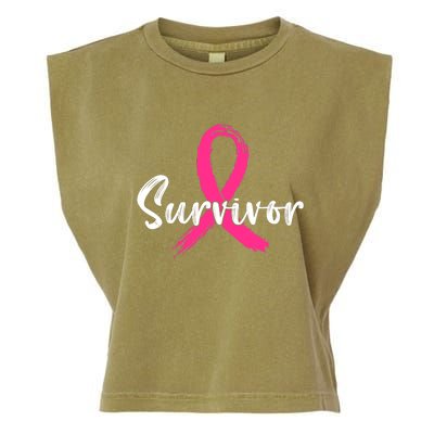 Breast Cancer Survivor Pink Ribbon Breast Cancer Awareness Garment-Dyed Women's Muscle Tee