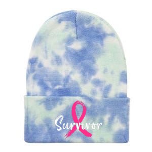 Breast Cancer Survivor Pink Ribbon Breast Cancer Awareness Tie Dye 12in Knit Beanie