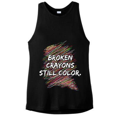 Broken Crayons Still Color Mental Health Awareness Ladies PosiCharge Tri-Blend Wicking Tank