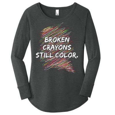 Broken Crayons Still Color Mental Health Awareness Women's Perfect Tri Tunic Long Sleeve Shirt