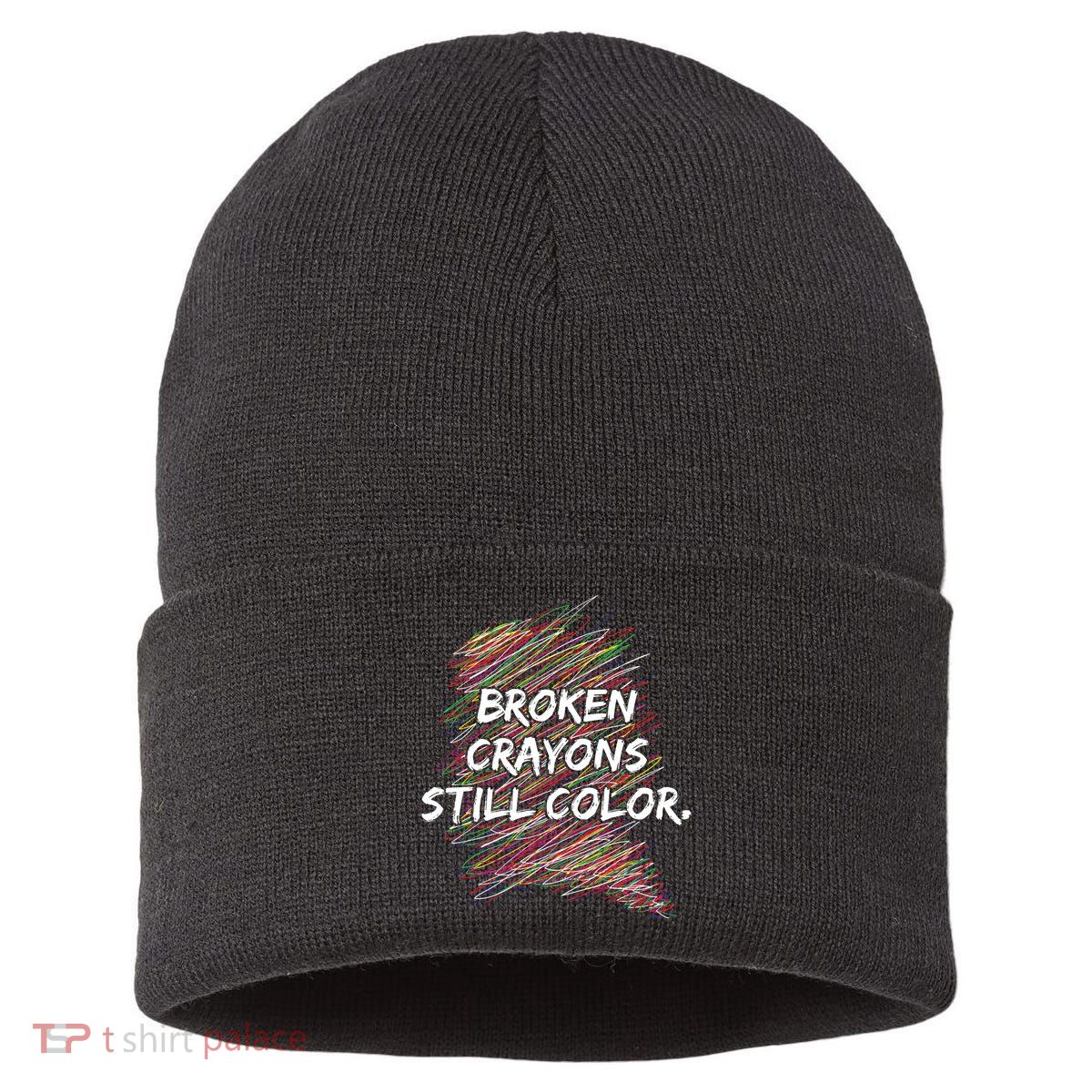 Broken Crayons Still Color Mental Health Awareness Sustainable Knit Beanie
