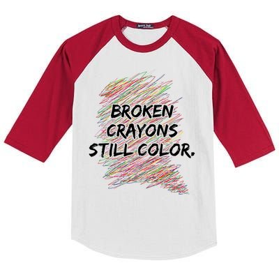 Broken Crayons Still Color Mental Health Awareness Kids Colorblock Raglan Jersey