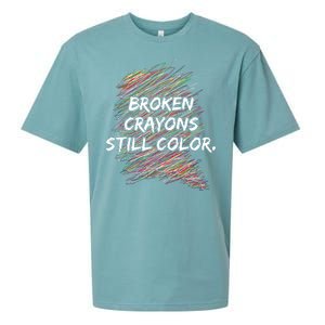 Broken Crayons Still Color Mental Health Awareness Sueded Cloud Jersey T-Shirt