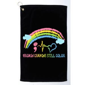 Broken Crayons Still Color Tal Health Awareness Semicolon Gift Platinum Collection Golf Towel