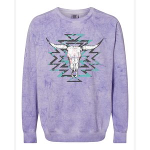 Boho Cow Skull Colorblast Crewneck Sweatshirt