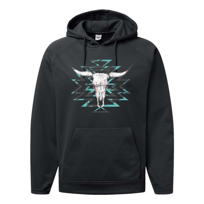 Boho Cow Skull Performance Fleece Hoodie