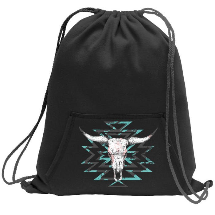 Boho Cow Skull Sweatshirt Cinch Pack Bag