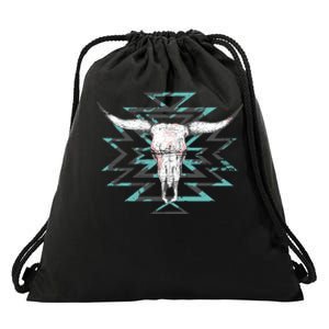 Boho Cow Skull Drawstring Bag