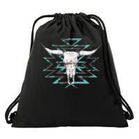 Boho Cow Skull Drawstring Bag