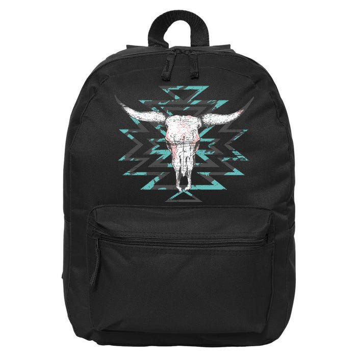 Boho Cow Skull 16 in Basic Backpack