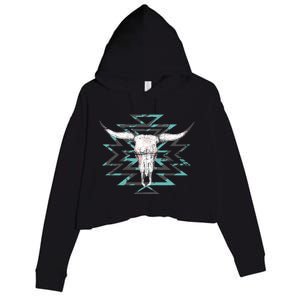 Boho Cow Skull Crop Fleece Hoodie