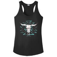 Boho Cow Skull Ladies PosiCharge Competitor Racerback Tank