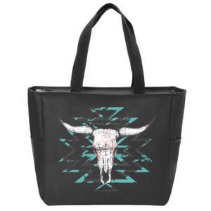 Boho Cow Skull Zip Tote Bag