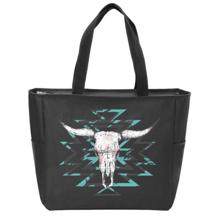 Boho Cow Skull Zip Tote Bag