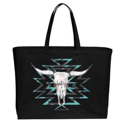 Boho Cow Skull Cotton Canvas Jumbo Tote