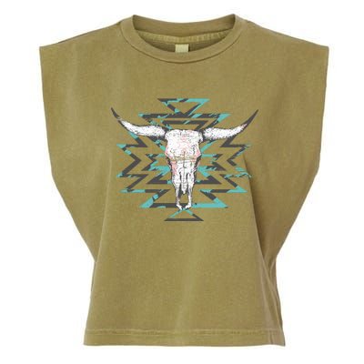 Boho Cow Skull Garment-Dyed Women's Muscle Tee