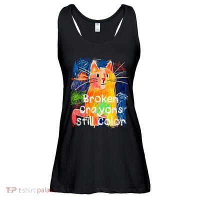 Broken Crayons Still Color Cat Teacher Ladies Essential Flowy Tank